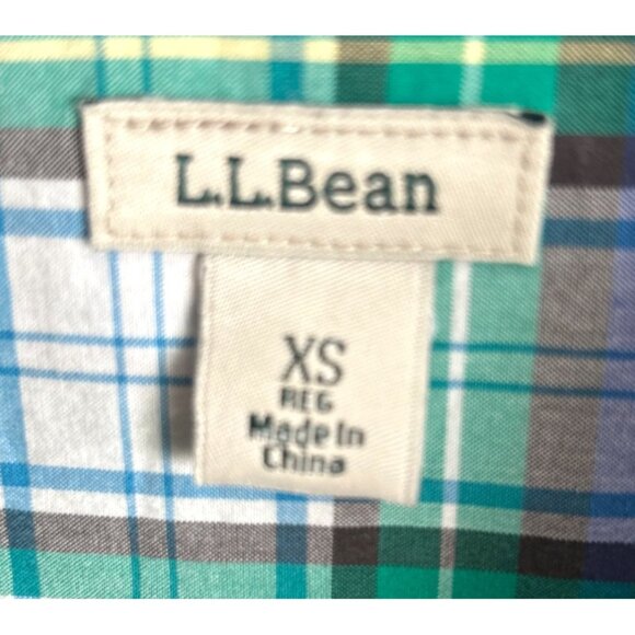 L.L. Bean Women Green Plaid Long Sleeve Button-Down Shirt Size XS - Picture 3 of 8
